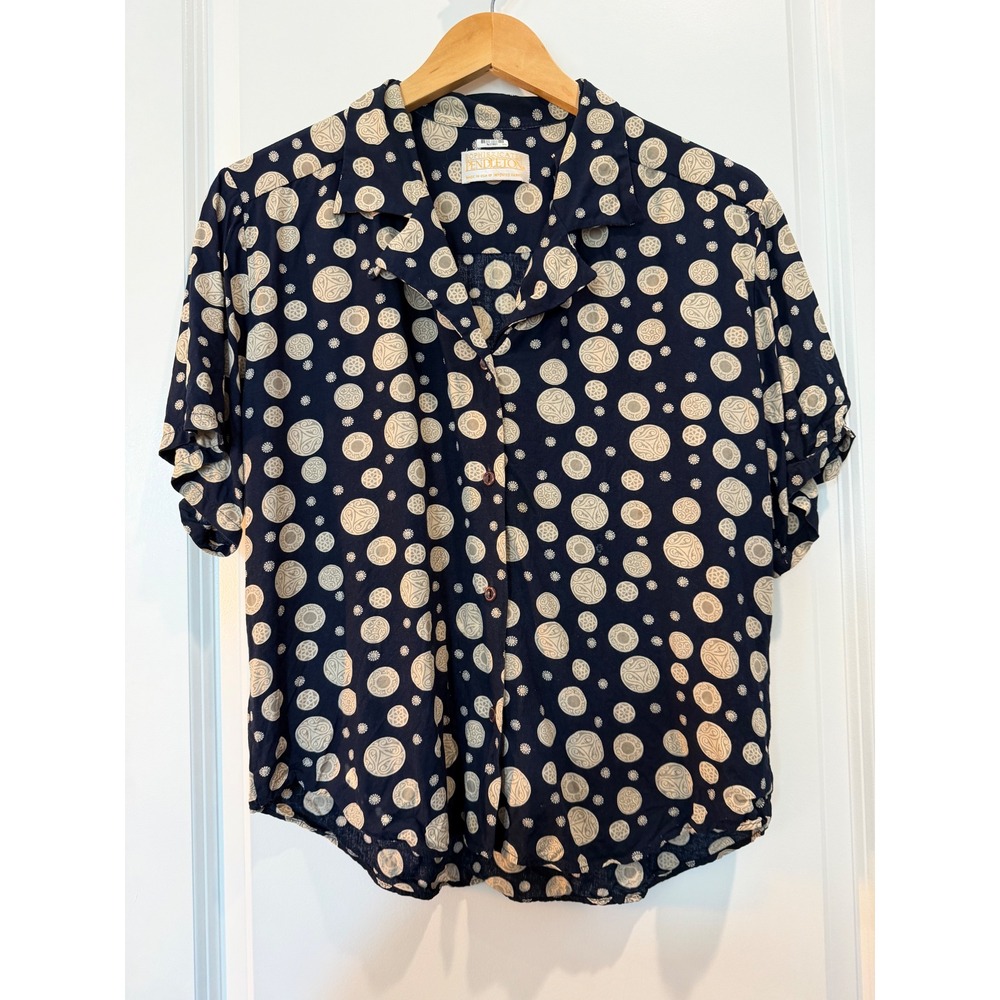 Sophisticates by Pendleton Navy Blue Geometric Circle Print Button Down Shirt L